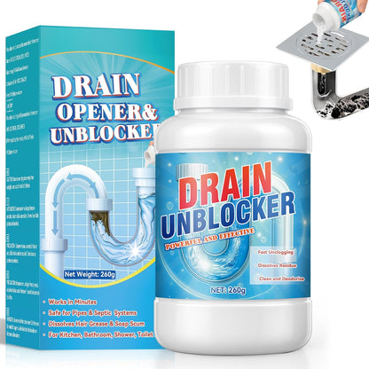 Drain Clog Remover, 260g Sink Drain Cleaner, Pipeline Dredging Agent, fast Dissolves Hair, Grease & Soap Scum, Safe for Pipes Home Use (260g)