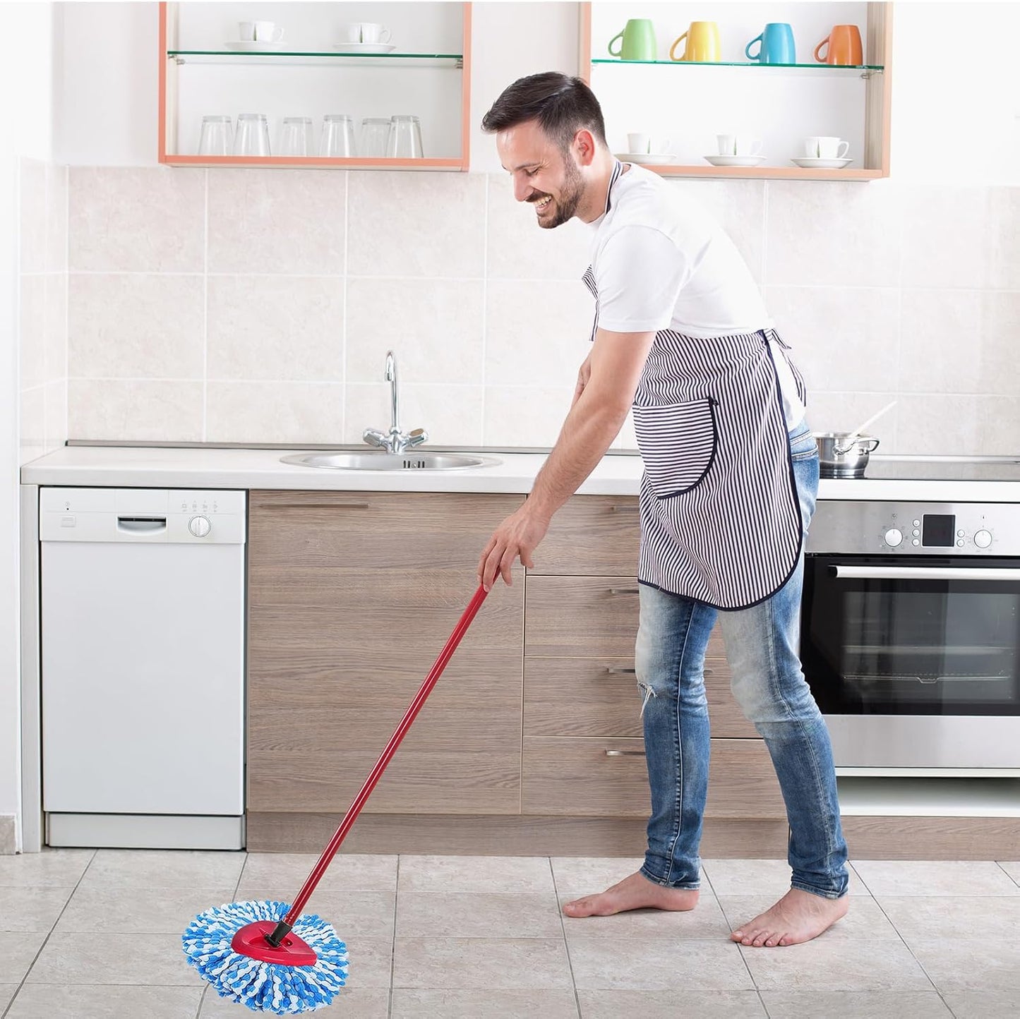 4 Pack Mop Replacement Heads for O-Ceda Mop Replace Head Spin Mop Heads Replacements, Microfiber Spin Mop Refills, Easy Cleaning Mop Head Machine Washable