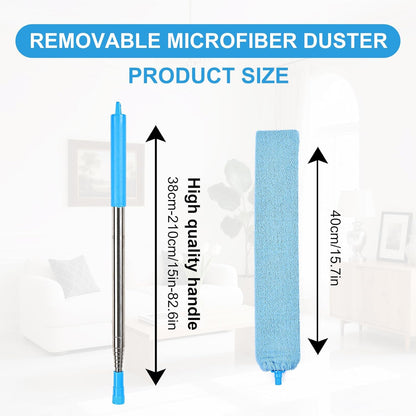 Rainbow Extendable Static Duster Reusable Microfiber Duster with 100" Telescoping Pole, Beandable and Washable Dusters Head for Cleaning Ceiling, Fan, Furniture