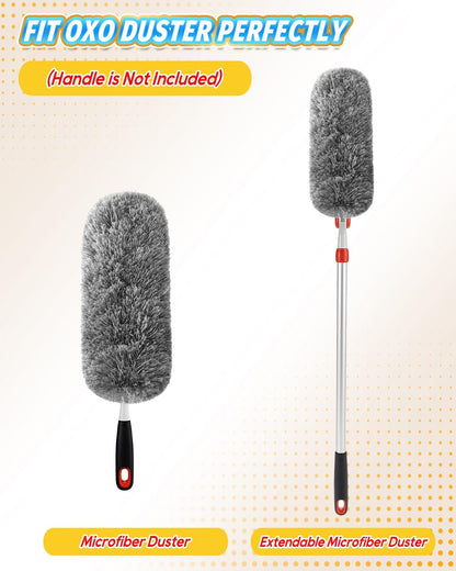 KEEPOW 3 Pack Microfiber Reusable Duster Refills Compatible with OXO Duster, Washable Dusters for Cleaning Compatible with OXO Extendable Duster for Blinds Ceiling(Handle is Not Included)