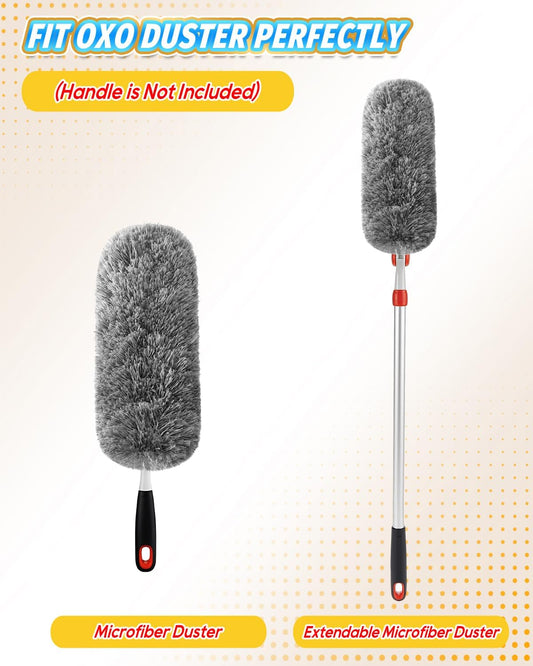 KEEPOW 3 Pack Microfiber Reusable Duster Refills Compatible with OXO Duster, Washable Dusters for Cleaning Compatible with OXO Extendable Duster for Blinds Ceiling(Handle is Not Included)