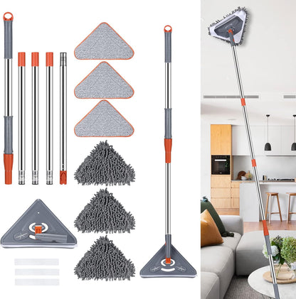 Wall Cleaner 98 Inch Wall Cleaner with Long Handle,HoMerit Wall Cleaner Mop 360° Rotatable Adjustable Cleaning Mop,Ceiling Dust Mop,Wall Cleaning Tool for Walls/Baseboard/Floors,6 Replacement Pads