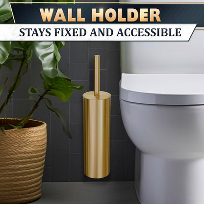 Stylish Stainless Steel Toilet Brush and Holder Set - Silver Toilet Bowl Brush and Holder with Splash Cover, Sturdy Bristles, Corrosion & Scratch Resistant - Elegant Design, Effective Deep Cleaning