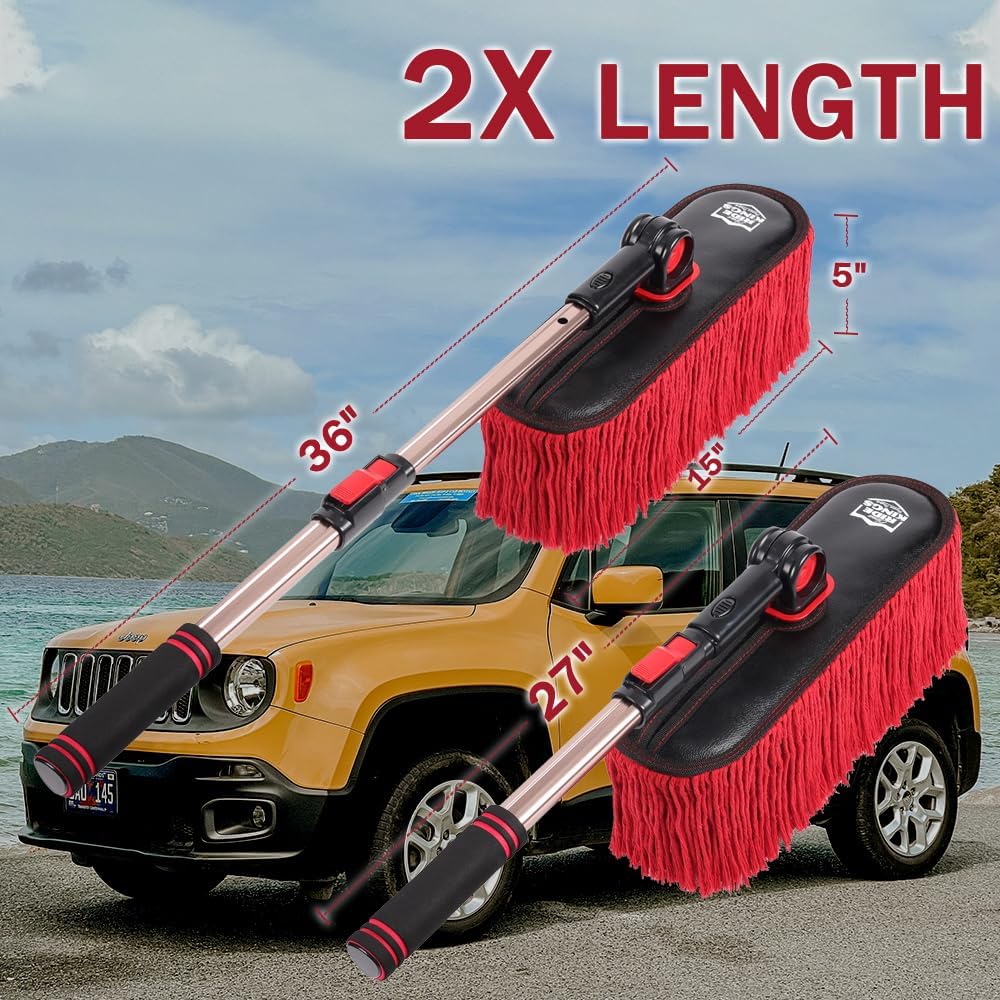 Car Duster Exterior Scratch Free,Soft Car Brush Kit for Truck,SUV,RV and Motorcycle,Wax Cotton Hair,Dusters with Extendable Handle,Duster for Cleaning,Dust Pollen Removing,No Lint