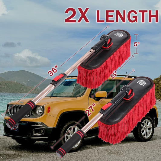 Car Duster Exterior Scratch Free,Soft Car Brush Kit for Truck,SUV,RV and Motorcycle,Wax Cotton Hair,Dusters with Extendable Handle,Duster for Cleaning,Dust Pollen Removing,No Lint