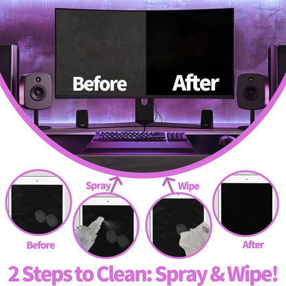 2-Pack Eye Glasses Cleaner Spray, Travel-Sized Screen Cleaning Kit with Touchscreen Mist for iPhone, Sunglasses, Computer, Laptop Screens, Phone Electronics with Eyeglass Cloth and Case Lid - Hatstart