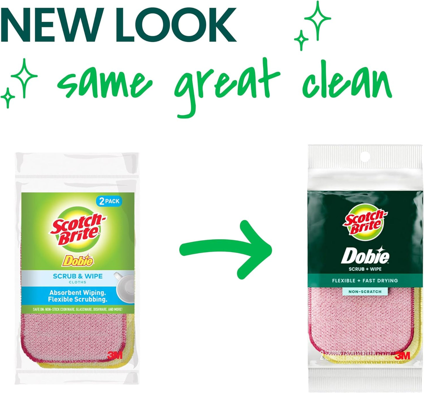 Scotch-Brite Stay Clean Scrubbing Dish Cloths, Rinses Clean and Dries Quick, 2 Non-Scratch Dish Cloths