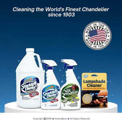 Sparkle Plenty Chandelier Cleaner Drip Dry Spray No Wipe - Dust Remover & Streak Free Glass Cleaner Spray for Chandeliers Crystals & Window Screen Surface - All Purpose Cleaning Supplies (32 oz)