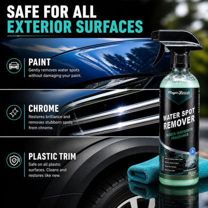 Magic Finish Water Spot Remover for Cars – Professional Hard Water Stain & Mineral Deposit Remover for Paint, Chrome & Wheels – Restores Shine & Gloss – Frozen Margarita Scent – 16oz