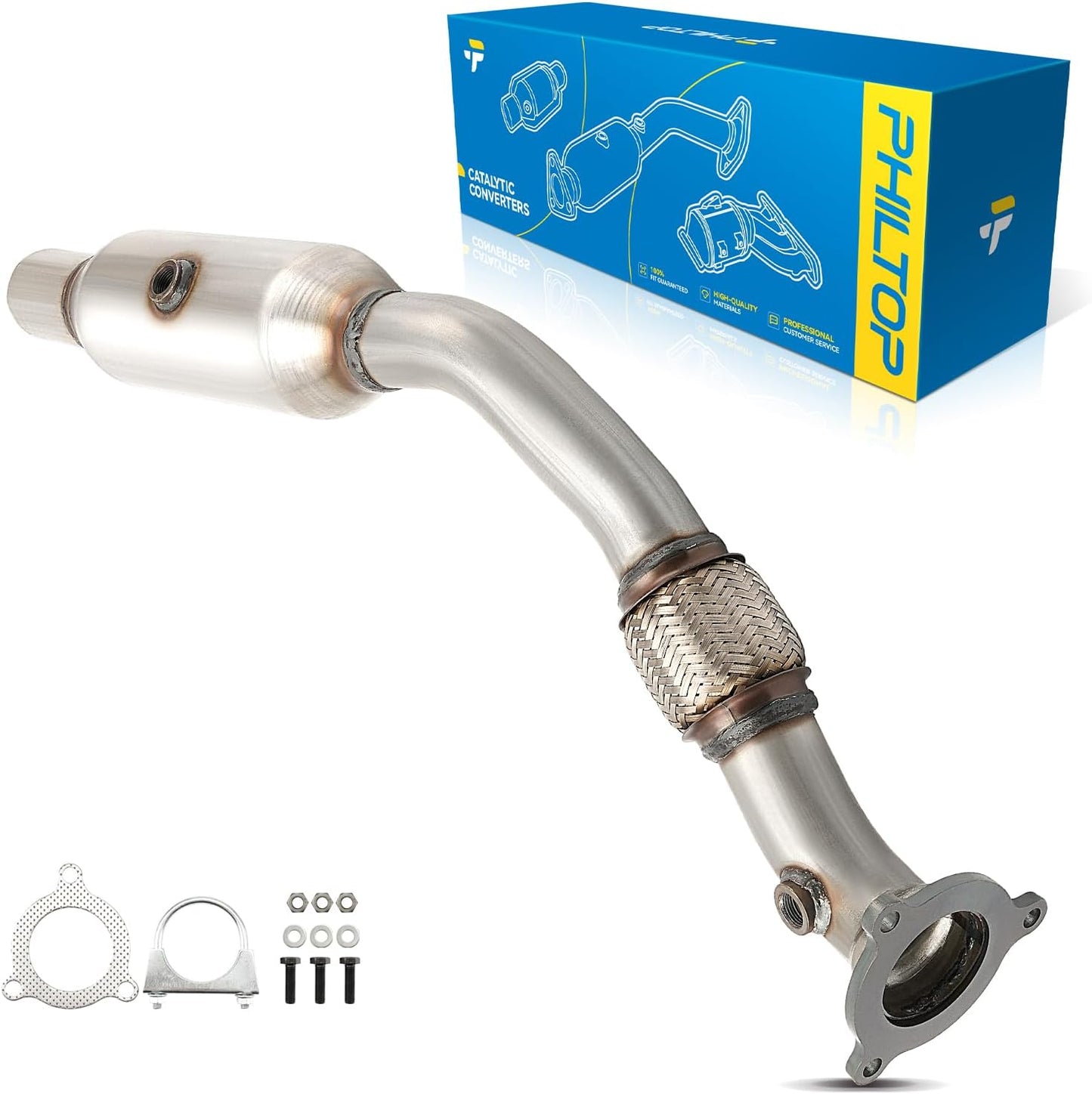 PHILTOP Left and Right Catalytic Converter Replacement For 2005-2010 300 2.7/3.5L V6 RWD, 2006-2010 Charger 2.7/3.5L V6 RWD, 2005-2008 Magnum 2.7/3.5L V6 RWD Replace 55434, 55433 (EPA Compliant) - Colors B