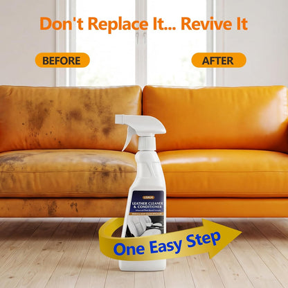 LISRUX Leather Cleaner and Conditioner Kit-2×18oz, Leather Cleaner for Car Seats, Furniture, Couches, Shoes & Boots, pH-Balanced, Restores & Protects All Leather For Natural, Synthetic, Faux, Pleather