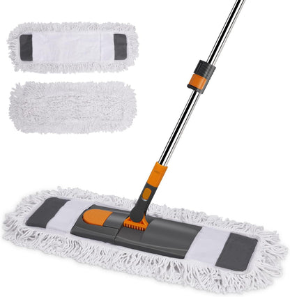 42" Commercial Dust Mop for Floor Cleaning, MASTERTOP Large Flat Mop with Long Handle, Sweeping Broom with 2 Different Mops Pads, Industrial Mop for Hardwood, Tile, Gym, Office, Mall, Warehouse