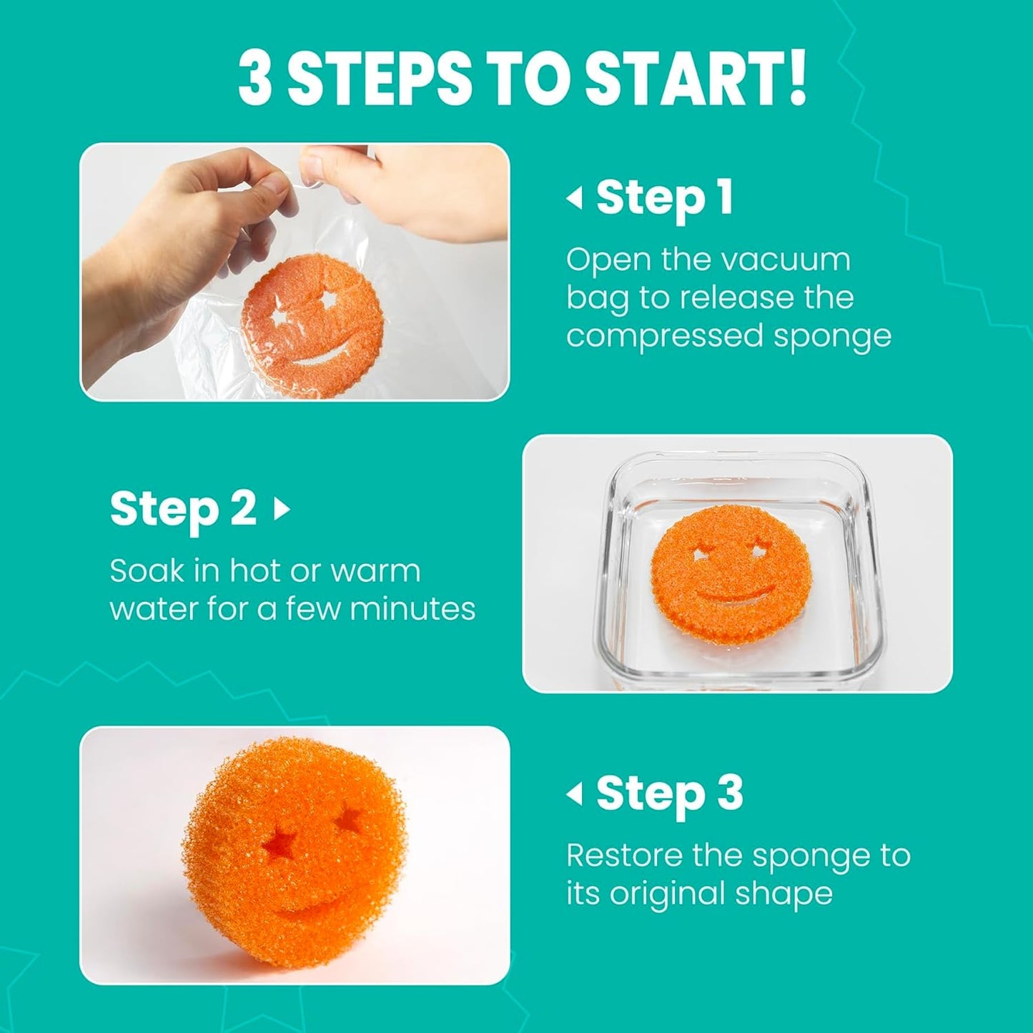 Scrub Sponge Dish Scrubber, Non Scratch Multipurpose Sponges, Temperature Controlled Dual Sided Cleaning Pads, Durable BPA Free and Odor Resistant Polymer Foam, Safe for Kitchen, Bathroom
