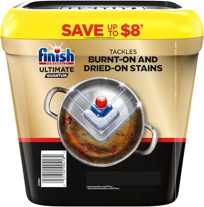 Finish Ultimate Infinity Shine Dishwasher Pods, No Pre-Rinse Dishwasher Detergent Soap Removes Burnt-On Stain, with Protector Shield & CycleSync Technology, Degreasing & Scrubbing Power, 62 Count