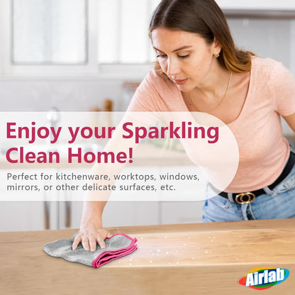 Glass Polishing Cloth Streak Free Miracle Cleaning Cloth Lint Free Microfiber Cleaning Rags for Glasses Kitchen Dish Mirrors Easy Clean, Pack of 6, 12" x 12"