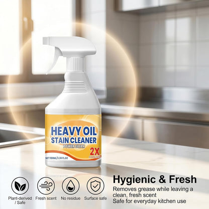 Heavy Duty Kitchen Degreaser Spray, Powerful Cleaner for Stubborn Oil Stains, Grease Remover for Stovetops, Countertops, Ovens & Grills, 2 PCS