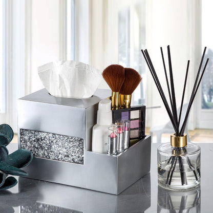 Creative Scents Crackled Glass Toilet Brush with Holder - Silver Toilet Bowl Cleaner Brush and Holder - Good Grip, Deep Cleaning, Decorative Design Compact Toilet Bowl Scrubber