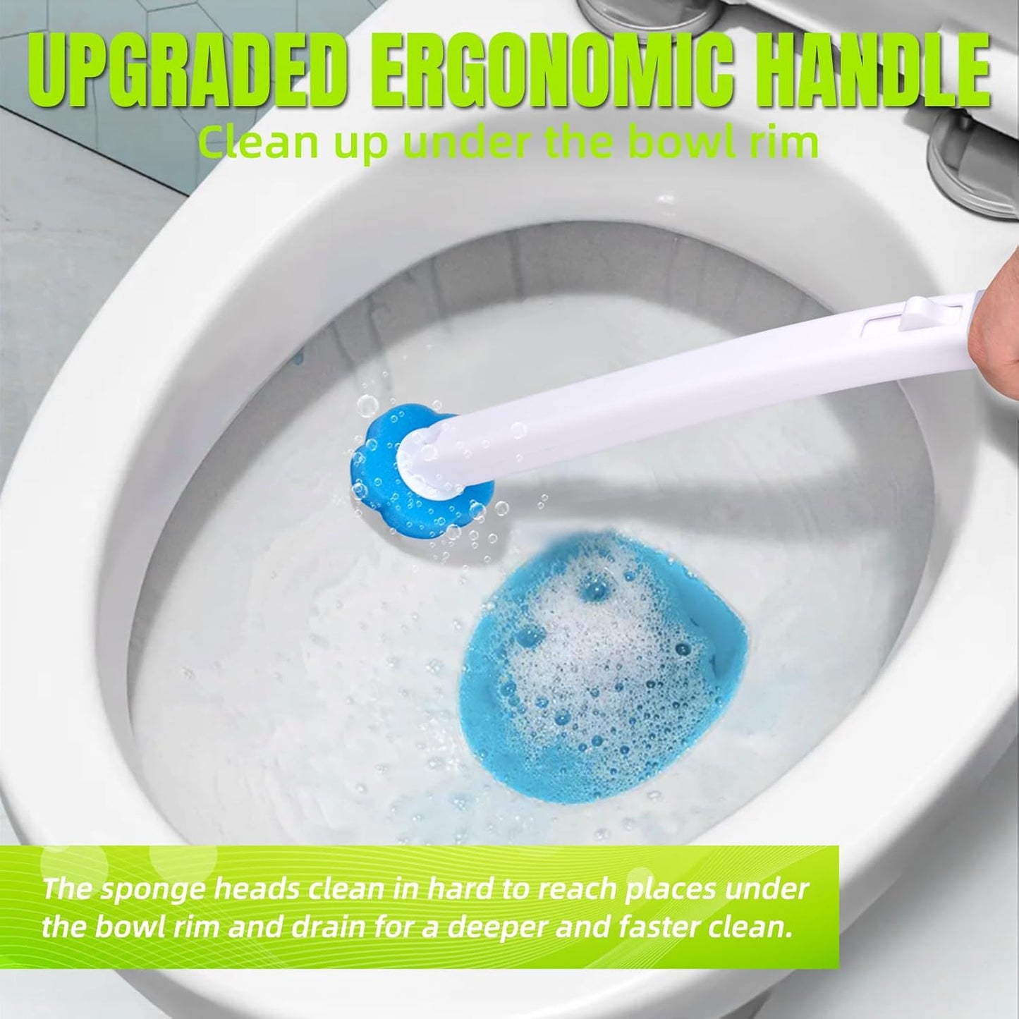 Disposable Toilet Brush and Holder Set, Toilet Wand Refills, Extended Handle with 48 Cleaner Refills, Toilet Brush for Toilet Bowl Cleaners, Bathroom Cleaning