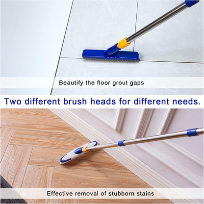 ITTAR Grout Brush with Long Adjustable Handle, Swivel Scrub Brush, V-Shape Grout Line Scrubber with Stiff Bristle for Deep Cleaning Tile Grout, Shower, Kitchen, Hard-to-Reach Corners