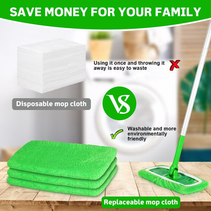 6 Pack Reusable Microfiber Mop Pads Compatible with Swiffer Sweeper, Dry Sweeping Cloths & Wet Mopping Cloths, Washable Mop Pads for Surface/Hardwood Floor Cleaning