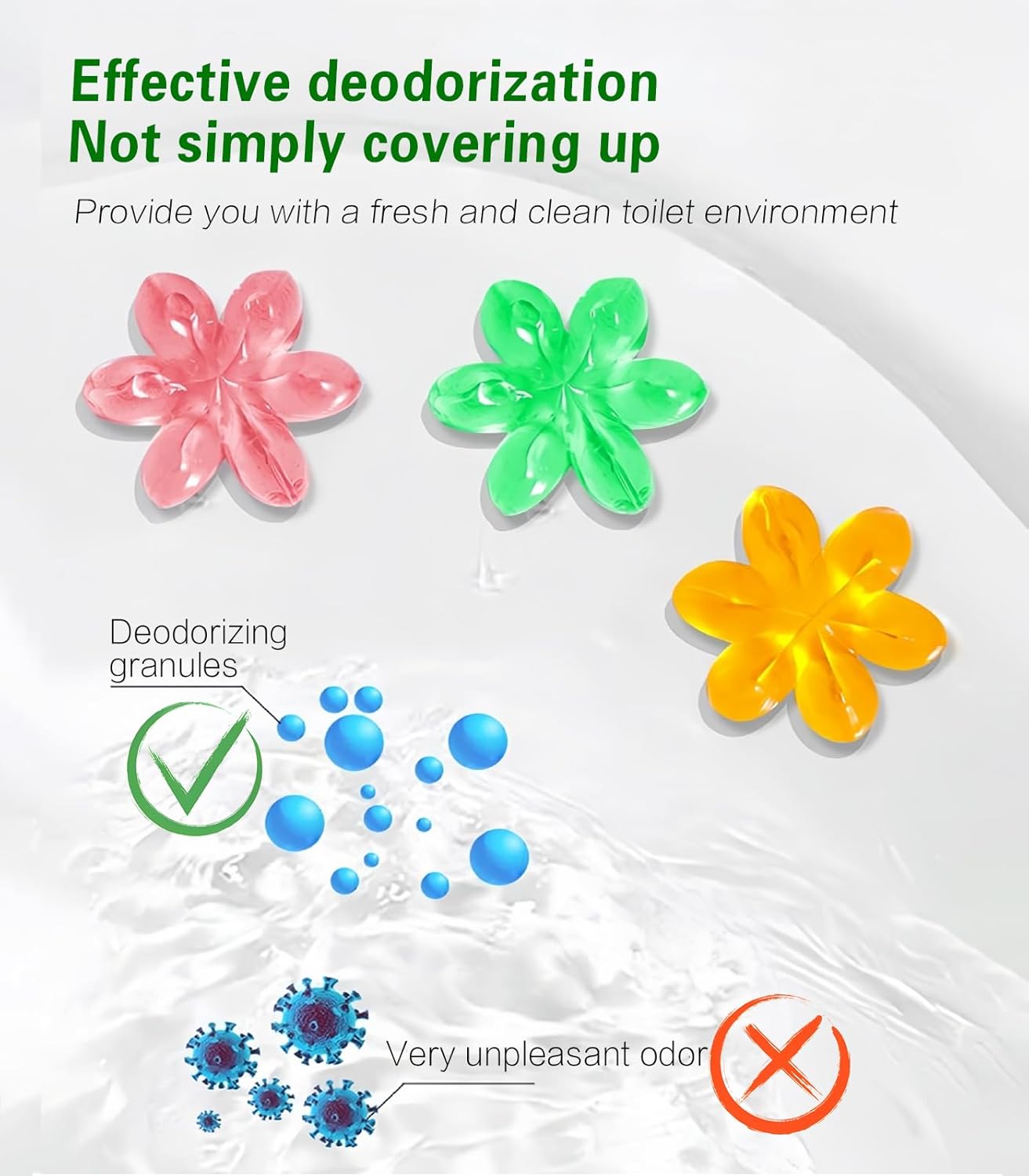 EKE 4pack toilet cleaning gel stamps, 4 scents, 48 stamps, long-lasting flower-shaped bathroom freshener, keeps the toilet fresh (4, 4 fragrances)