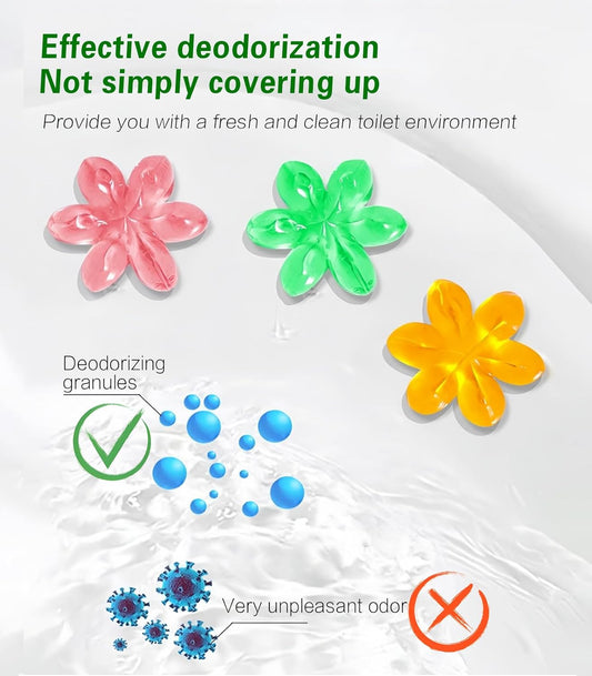 EKE 4pack toilet cleaning gel stamps, 4 scents, 48 stamps, long-lasting flower-shaped bathroom freshener, keeps the toilet fresh (4, 4 fragrances)