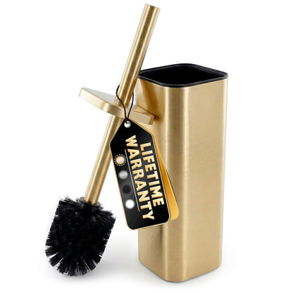 Stylish Stainless Steel Toilet Brush and Holder Set - Silver Toilet Bowl Brush and Holder with Splash Cover, Sturdy Bristles, Corrosion & Scratch Resistant - Elegant Design, Effective Deep Cleaning