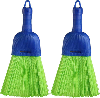 Domensi 2 Pcs Whisk Broom Poly Fiber Handheld Brush Hand Brush Outdoor Car Broom with Hang Hole for Cleaning Inddoor Porches Floors Decks Driveways Dirt Dust