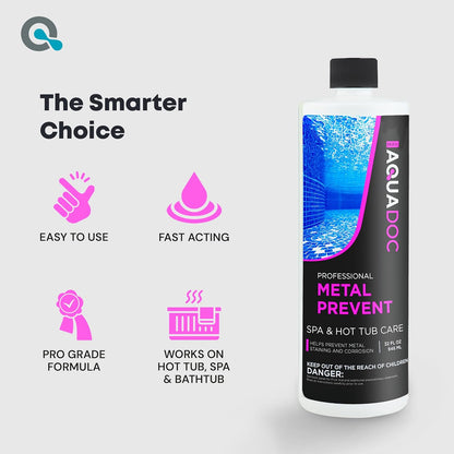 Spa Metal Control and Stain Protector to Protect Hot Tub Surfaces 16oz - Metal Gone Hot Tub Chemicals Made in the USA - AquaDoc