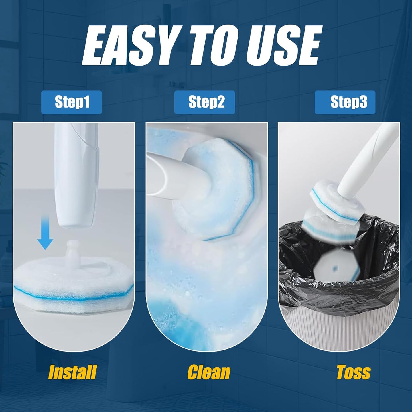 50PC Toilet Bowl Wand Refills, Replacement Heads for Bathroom Washroom Cleaning Pads, Disposable Toilet Brush Refills Compatible with Household Brushes Scrubbers Cleaning Refill Pack Local Stock