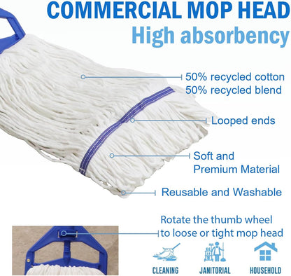 35 Qt. Side-Press Mop Bucket and Wringer Combo on Wheels Yellow for Professional/Industrial/Business Heavy-Duty Floor Cleaning/Mopping,Including Industrial Mop and Rubber Gloves