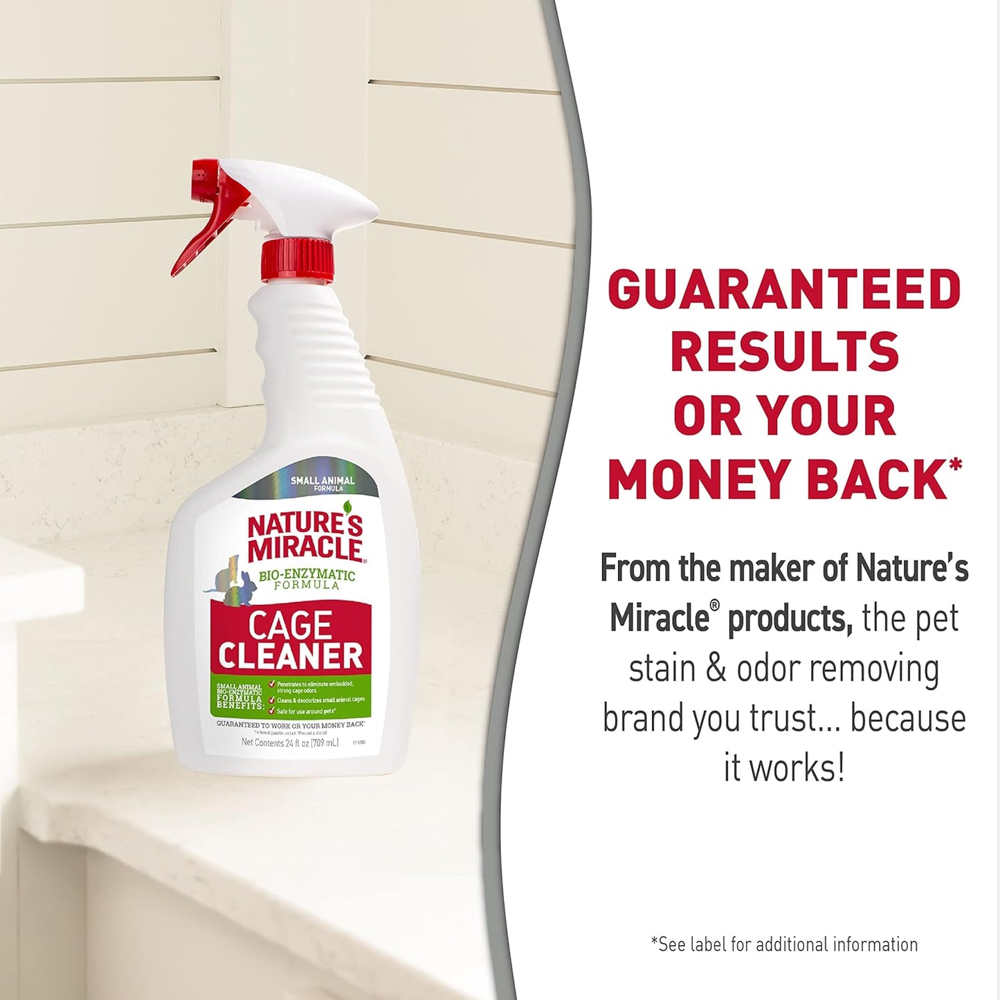 Nature’s Miracle Small Animal Cage and Surface Cleaner, Bio-Enzymatic Cleaning Formula, Destroy Tough Stains and Odors, 24 Ounces