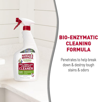 Nature’s Miracle Small Animal Cage and Surface Cleaner, Bio-Enzymatic Cleaning Formula, Destroy Tough Stains and Odors, 24 Ounces
