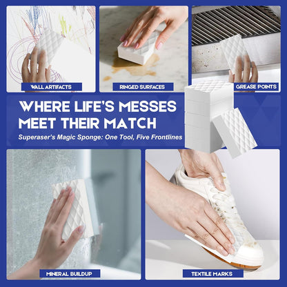 Magic Sponge Eraser,Tex-10 Scrub Melamine Sponges, Heavy Duty No Scratches (HD-PU-Durable 10-Pack)