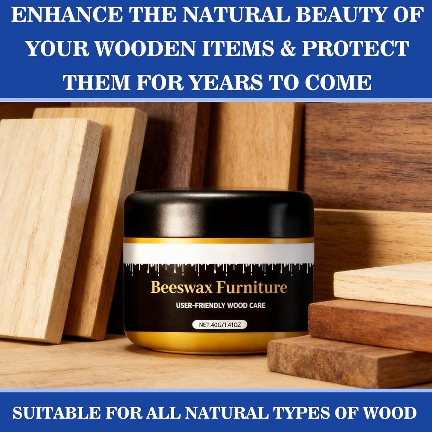 2PCS Multipurpose Beeswax Furniture Polish and Cleaner, Beeswax Gleam, Furniture Wax, All-Natural Wood Conditioner, Restorer and Protector for Tables, Cabinets, Cutting Boards Waterproof