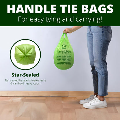 Simply Bio 13 Gallon Compostable Trash Bags Liners Drawstring, Heavy Duty Extra Thick 1 Mil, 49.21 Liter, 30 Bags, Tall Kitchen Food Scrap Waste Bag, ASTM D6400, US BPI and OK Compost Home Certified