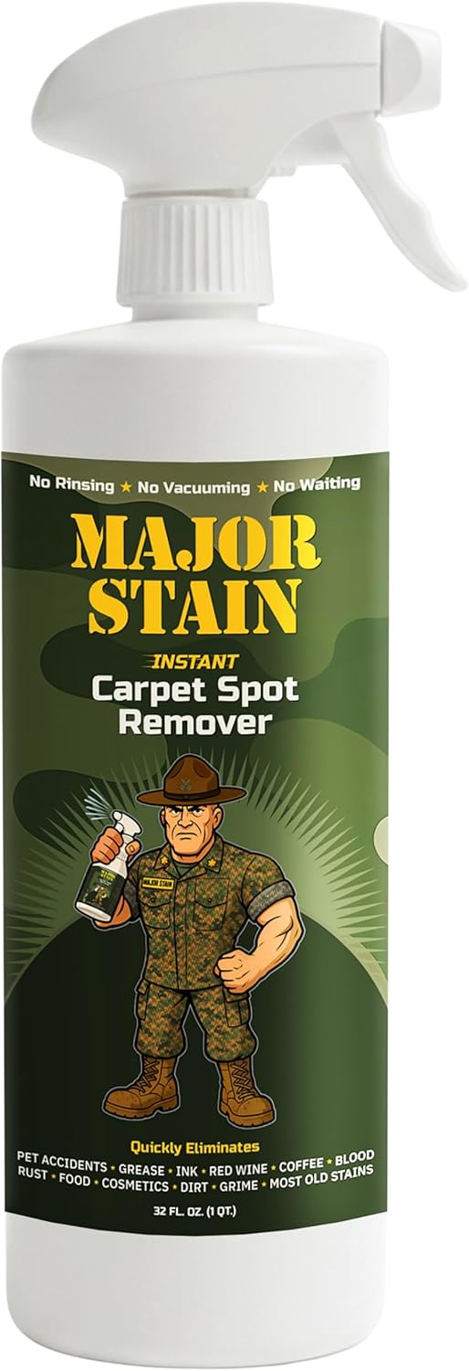 Major Stain Carpet Stain Remover Spray – 32oz – Powerful Carpet Cleaner Spray & Spot Remover for Carpet, Upholstery & Rugs – Removes Wine, Coffee, Grease & Food Stains – Fragrance Free