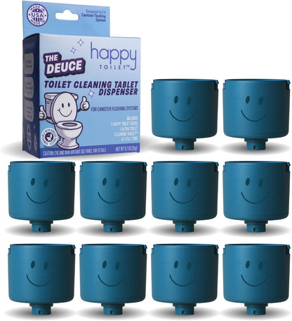 Happy Toilet Cleaner Automatic Toilet Bowl Cleaner - Easy to Install Toilet Tablet Holder - Self-Cleaning Toilet System, Deep Clean with Every Flush - Made in the USA