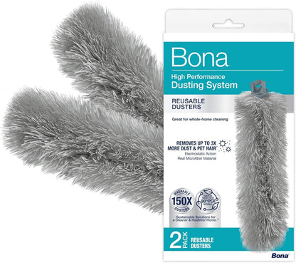 Bona High Performance Dusting System - 1 Extendable Handle, 3 Disposable Dusters, 1 Reusable Duster, & 1 Storage Bag - Extendable Dusting Kit