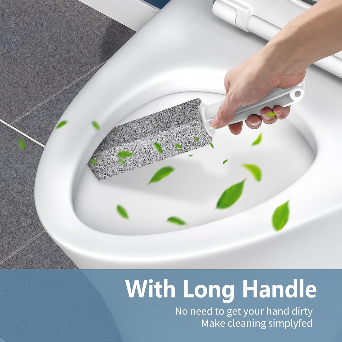 Laiyeoy Toilet Bowl Cleaner Pumice Stone -Hard Water Stain Remover with Ergonomic Handle, Powerfully Removes Toilet Bowl Rings，Rust &Lime，Ideal for Toilet Brush/BBQ Grills/Sink/Pool/Bathroom【2Pack】