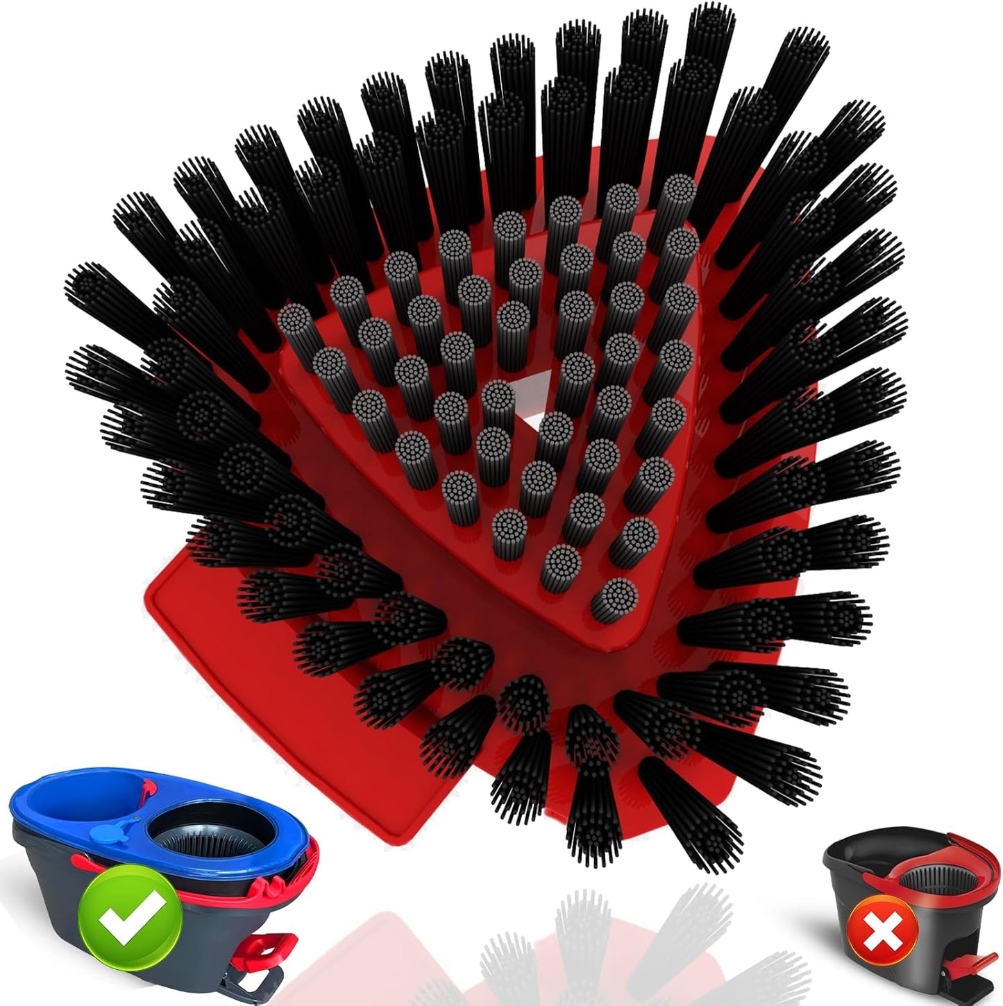 2 Pack Upgrade Scrub Brush Replace Heads Compatible with O Cedar EasyWring 1 Tank Spin Mop,Mop Replacement Scrubber Head Brush,Floor Cleaning Brush,More Layers of Bristles for Bathroom, Deck, Kitchen