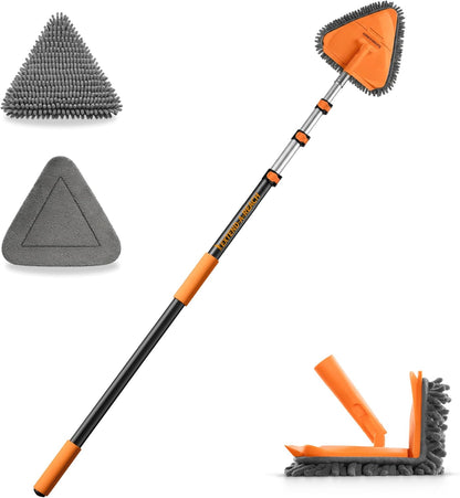 30 Foot High Reach Duster Kit with 5-24 ft Extension Pole // High Ceiling Dusting and Window Cleaning Kit with Telescopic Pole // Baseboard and Wall Washer Mop, Squeegee, Fan Blade & Cobweb Dusters