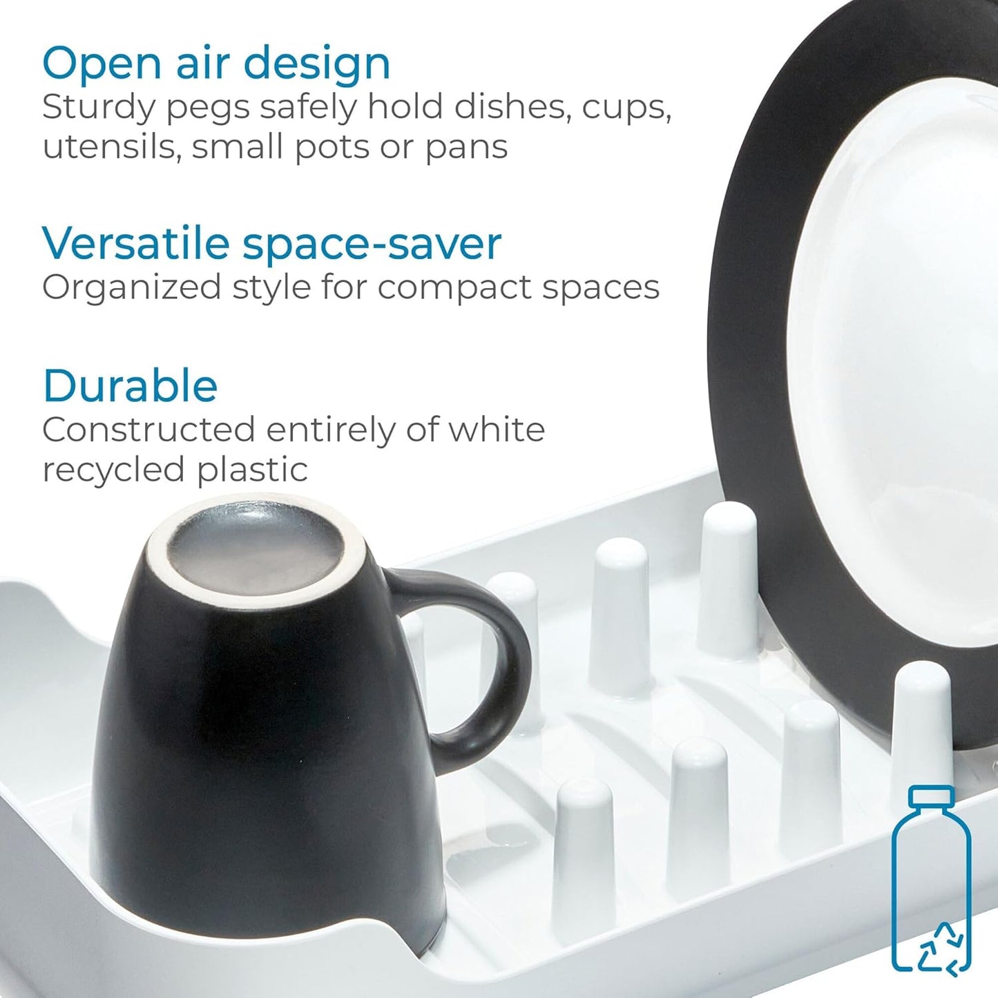 iDesign Recycled Plastic Double Suction Sink Caddy, White