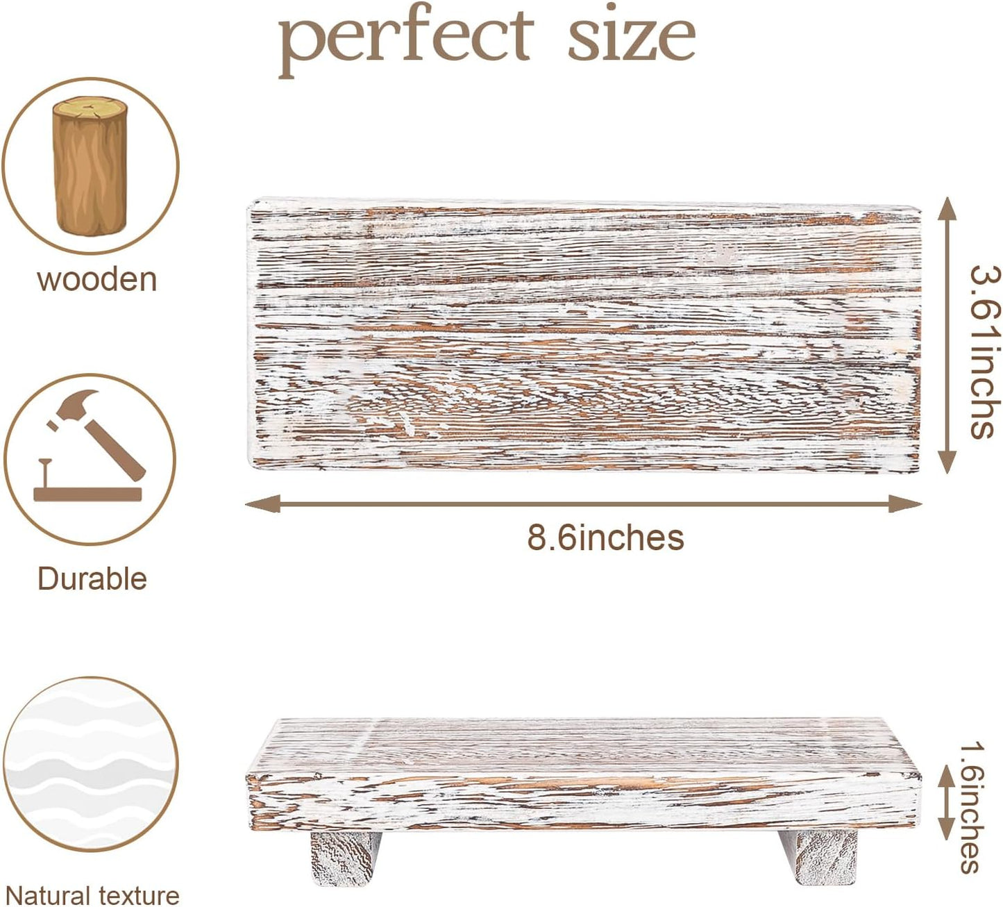 zoocatia Small Wood Tray Pedestal Stand Farmhouse Bathroom Decor Decorative Wooden Riser Kitchen Soap Dish Holder for Vanity, Counter, Sink, 9" x 5.9" - Black