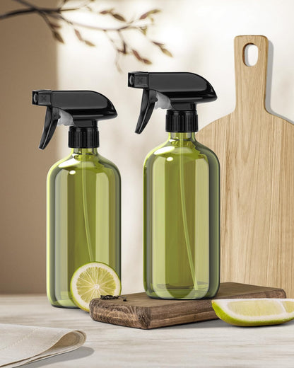 Bontip Glass Spray Bottle, Amber Glass Spray Bottle Set & Accessories Refillable for Plants Window Cleaners Aromatherapy Facial Hydration Watering Flowers Hair Care (2 Pack/16 oz) (Amber)