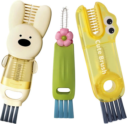 Cup Lid Cleaning Brush, 3 in 1 Lid Cleaner for Tumblers and Water Bottles, Gap Cleaning Brush with Straw Hole Detail Tool, Multifunctional Brush for Daily Use (Blue Green)