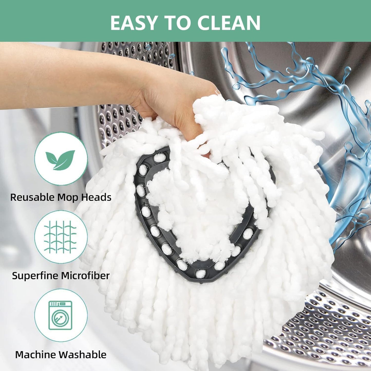 [ 5 Pack ]Mop Heads Replacements, Spin Mop Replacement Head Deep Cleaning Machine Washable and Easy-to-Replace,Spin Mop Refill Replacement Head 100% Microfiber,Mop Head Compatible with O Ceda EasyWrin