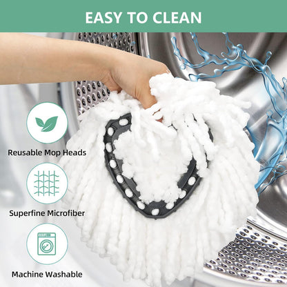 [ 5 Pack ]Mop Heads Replacements, Spin Mop Replacement Head Deep Cleaning Machine Washable and Easy-to-Replace,Spin Mop Refill Replacement Head 100% Microfiber,Mop Head Compatible with O Ceda EasyWrin