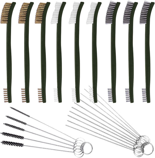 FineGood Wire Brush Set for Car Detailing - 9 PCS Cleaning Kit with 3 Brass, 3 Steel, 3 Nylon Brushes