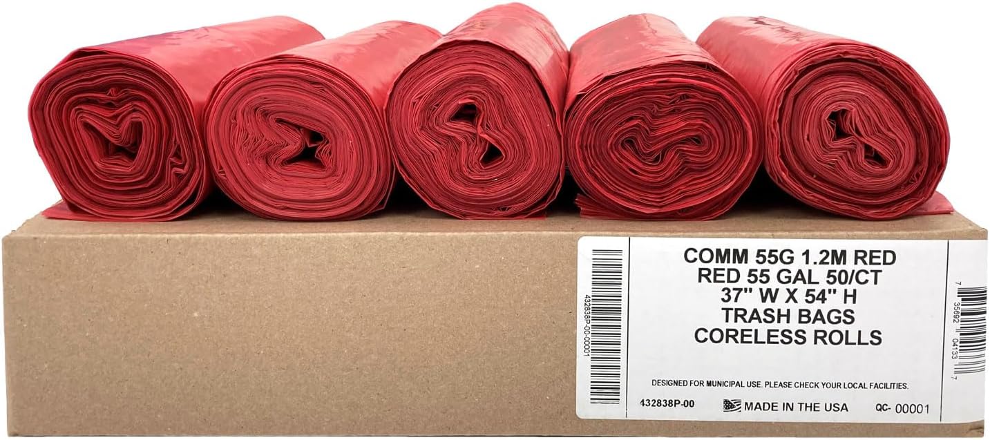 Ultrasac Heavy Duty 55 Gallon Clear Trash Bags - (Value 50 Pack) - 1.2 MIL equivalent Industrial Strength Plastic 37" x 54" for 50-55 Gal Cans -Fits Toter, Rubbermaid Brute, Carlislie Bronco etc.